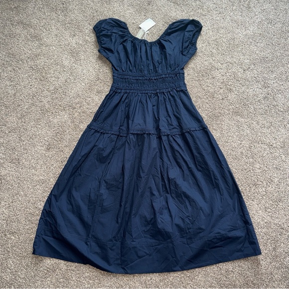 J.Crew Womens Large NWT Navy Blue Long Dress Zipper Front Cinched Top - Picture 8 of 10